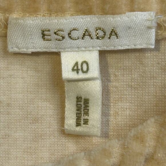 Escada women's velour tan ribbed long sleeve crew neck pullover size 40 US M - Picture 5 of 7